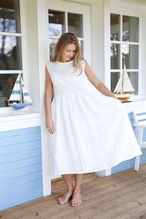White Linen Dress Oversized Linen Dress Smock Linen Dress Etsy