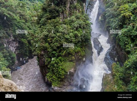 Pailon Del Diablo Devils Cauldron Waterfall Near Banos Town Ecuador