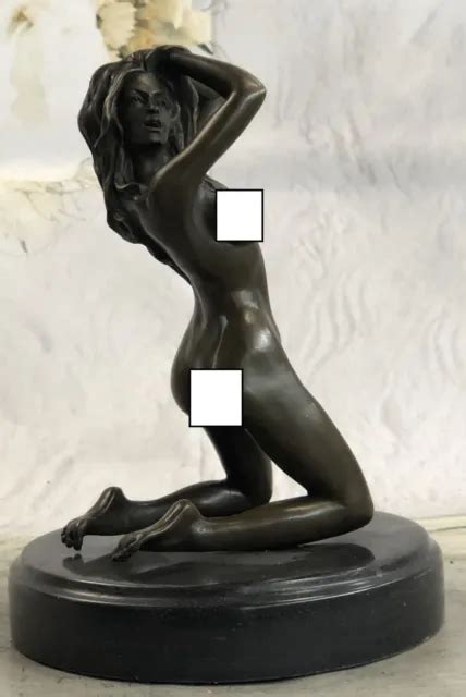 ART DECO SCULPTURE Sexy Naked Woman Erotic Nude Girl Bronze Statue