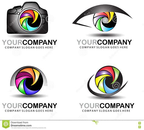 Camera Logo Drawing Photography Logo Design Set Stock