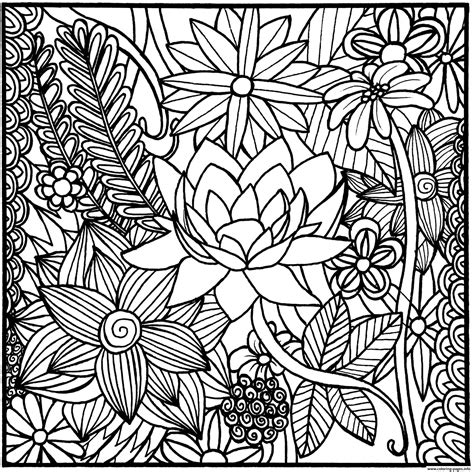 A big flower to customize. Realistic Flowers In A Square Coloring Pages Printable