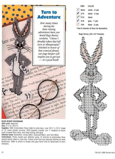 Each of our pattern conveniently includes a color key and sheet. Bugs Bunny Bookmark | Plastic canvas ornaments, Plastic ...