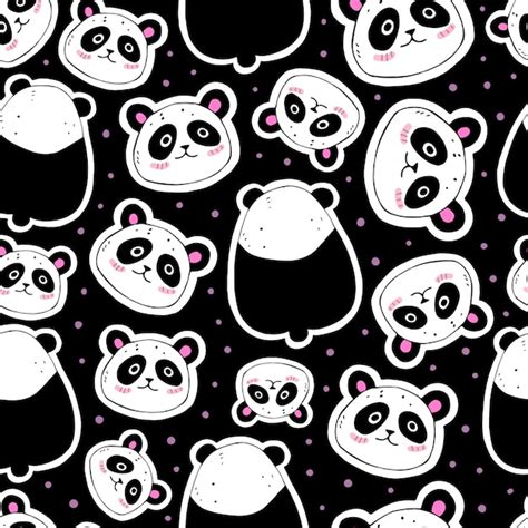 Premium Vector Seamless Pattern With Cartoon Pandas