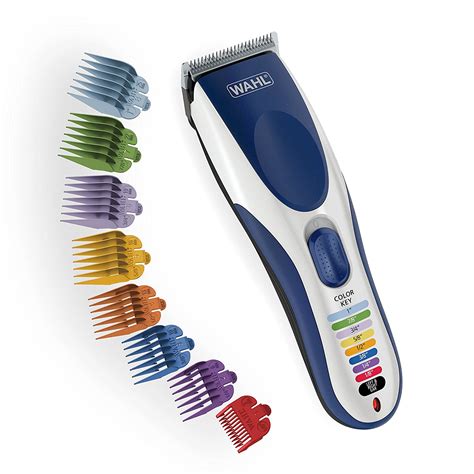 wahl color pro cordless rechargeable hair clipper and trimmer easy color coded guide