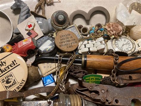 Vintage Estate Junk Drawer Lot Jewelry Watch Knife Pins Coins And More Ebay