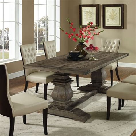 Formerly almost all the distressed wood dining table of this material were made in rustic style, but luckily, now you have at your disposal a variety of beautiful designs of much more minimalist and contemporary also far away is the idea of combining tables and chairs in the same wood and style. Provincial Distressed Wood Dining Table | Driftwood Furnitures