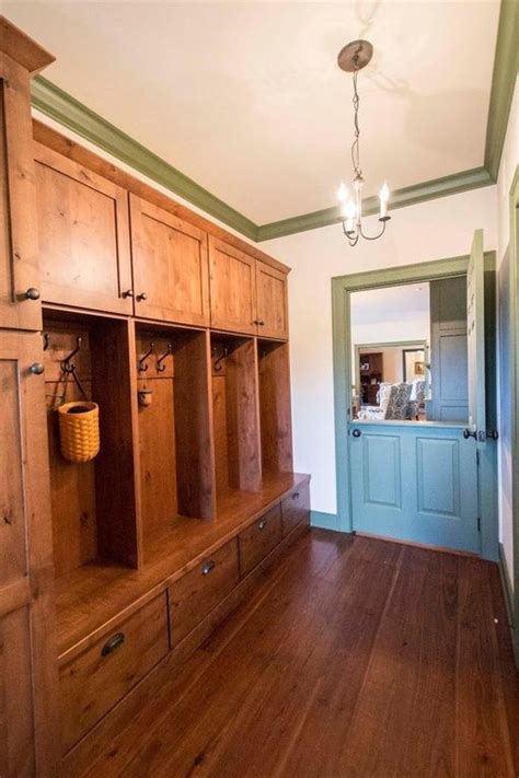 Great Rustic Mud Room Mudroom Shaker Style Cabinets Bookshelves