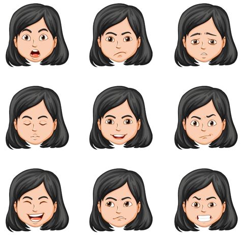 Free Vector Woman And Different Facial Expressions