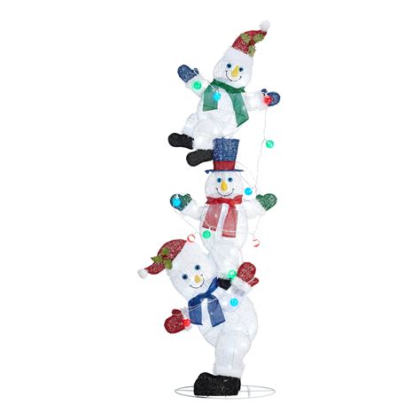 Holiday Time Light Up Led Snowmen Christmas Decoration With 100 Led