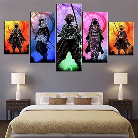 Demon Slayer Poster Anime Canvas Wall Art Kimetsu No Yaiba 5 Pieces Hd