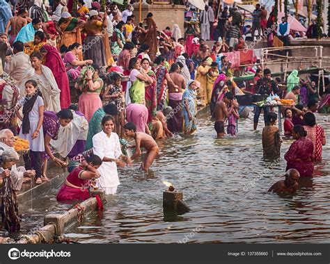 Woman Bathing On The Ganges River Stock Editorial Photo © Searagen