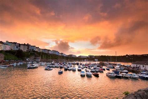 Fiery Sunset Overlooking Tenby Harbour Pembrokeshire Moments