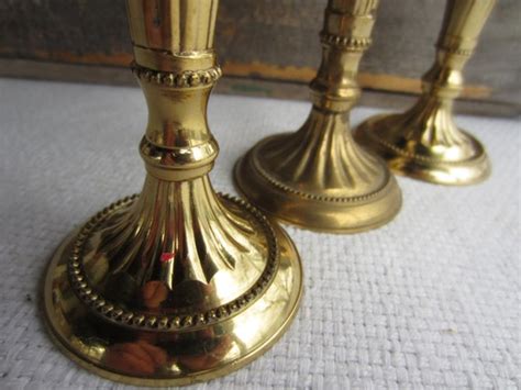 Vintage Brass Candlestick Holders Set Of 3