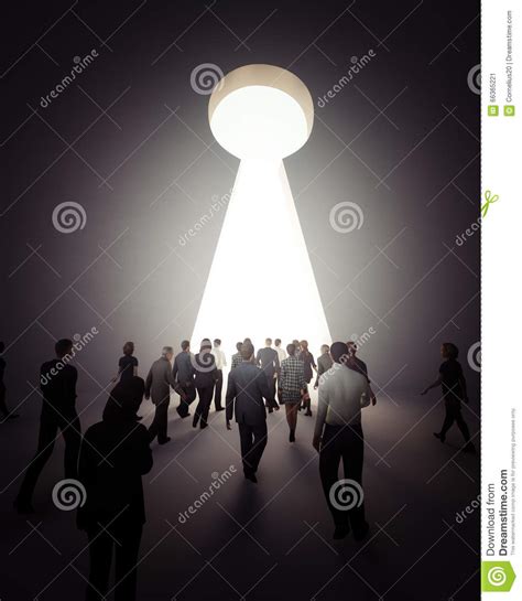People Walking To The Light Stock Illustration