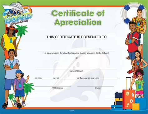 Vbs Get On Board Certificate Of Appreciation With Regard To Vbs