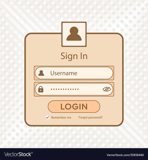 Brown Form Login User Interface Royalty Free Vector Image