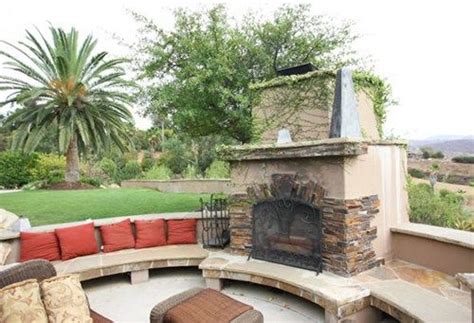 Fireplace Flagstone Seating Bench Outdoor Fireplace Dc West Construction Inc Carlsbad Ca