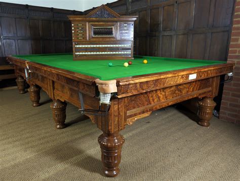 Fabulous Antique Billiard Table And Matching Scoreboard Marker Cabinet