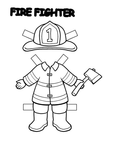 Fireman Paper Doll Community Helpers Preschool Activities