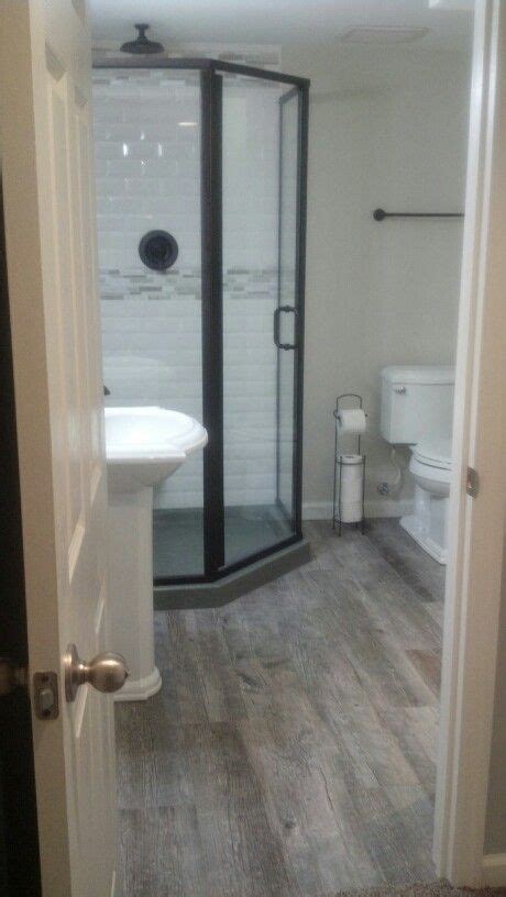 In need of bathroom ideas? Finished basement bath! | Corner shower, Finishing ...
