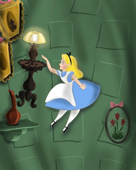 Alice Falling Down The Rabbit Hole Wonderland Disney Alice Alice