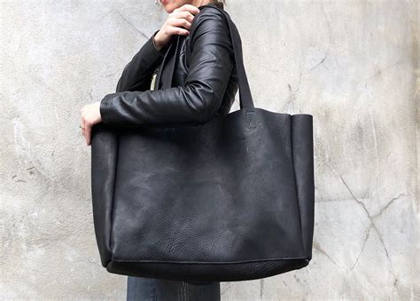Large Leather Tote Bag Leather Laptop Bag Black Leather Bags Leather