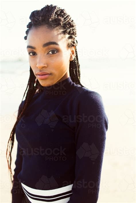 Image Of Young Black Woman Posing On The Beach Austockphoto