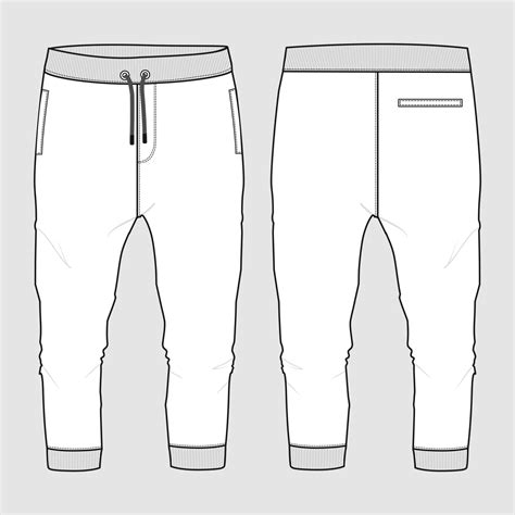 Fleece Cotton Jersey Basic Sweat Pant Technical Fashion Flat Sketch