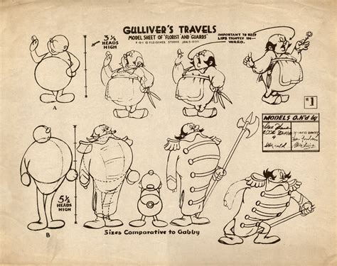 Model Sheets From The 1939 Fleischer Animated Feature Gullivers