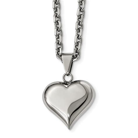 Chisel Stainless Steel Polished Heart Necklace 20 Inches