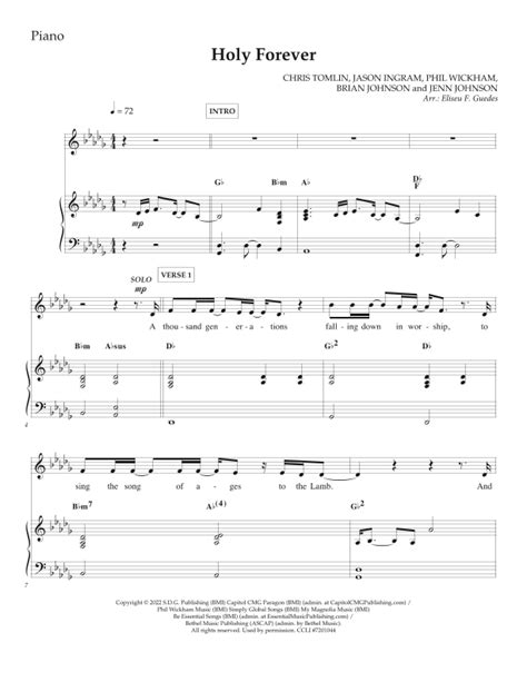 Holy Forever Arr Arranged By Eliseu F Guedes Sheet Music Chris