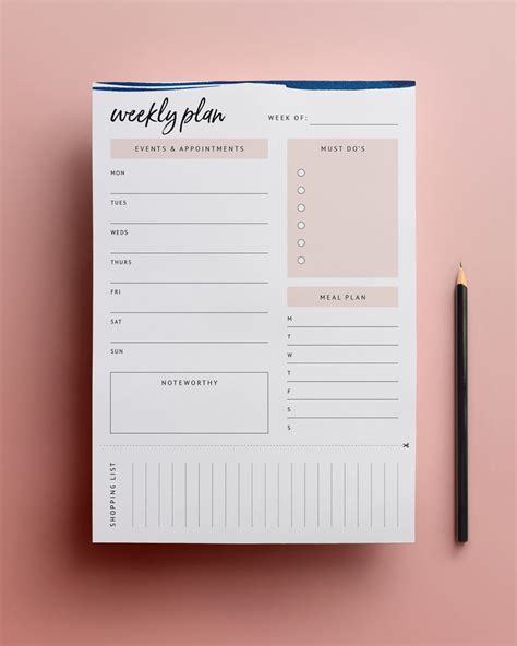 New Printable Weekly Planner Template Daily Diary Meal Planner