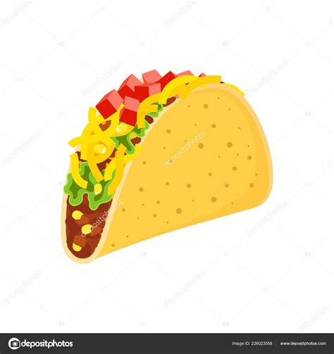 Cute Cartoon Mexican Tacos Characters Isolated White Delicious Fastfood