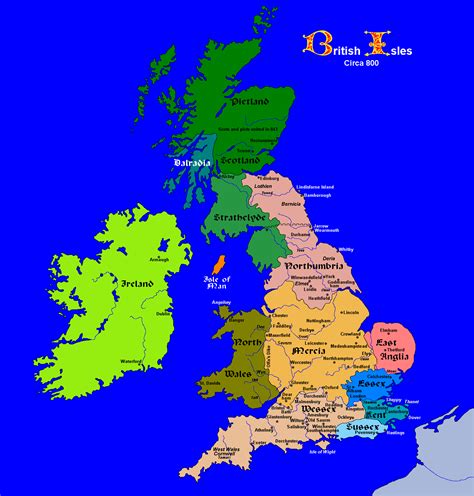 Map Of The British Isles Circa 800 See The World England And