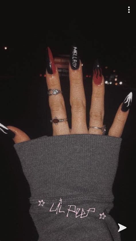 Lil Peep Nails Edgy Nails Grunge Nails Long Acrylic Nails