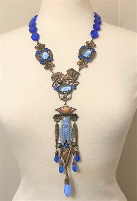 Antique Egyptian Revival Scarab Cobalt Blue Glass Mix Gem