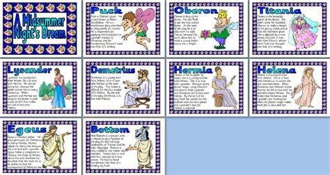 Free Printable Shakespeares Midsummer Nights Dream Characters Matching