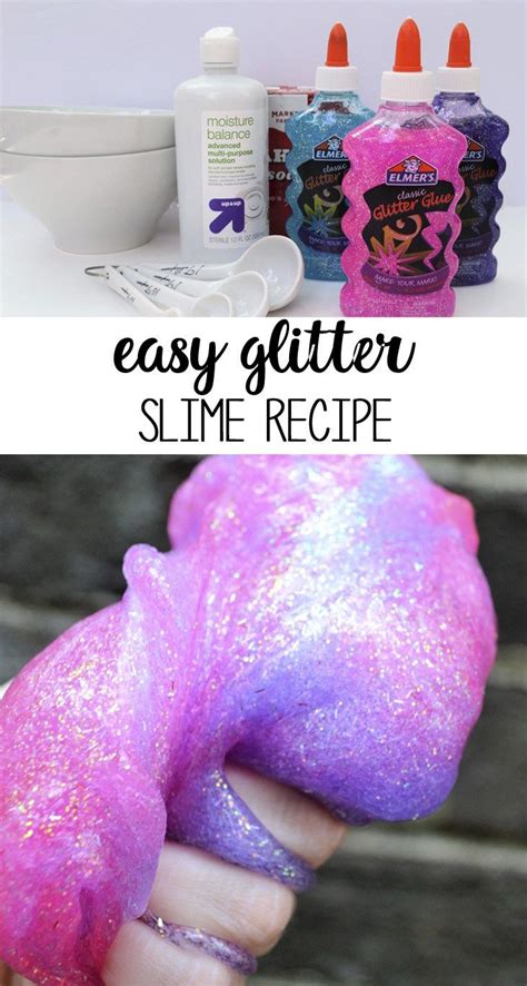 Easy Glitter Slime Recipe Using Elmers Glue Glitter Glue Slime