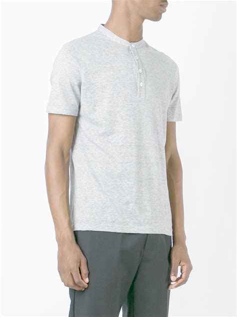 Lyst Eleventy Collarless Polo Shirt In Gray For Men