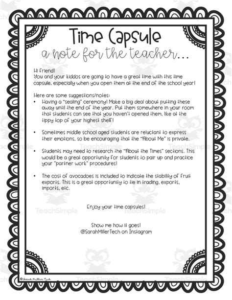 Time Capsule Activity By Teach Simple