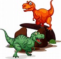 personaje de dibujos animados de dos dinosaurios aislado en blanco ...