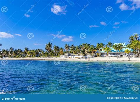 Playa Azul Beach Palm Seascape Panorama In Cancun Mexico Stock Photo