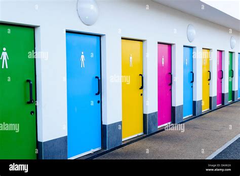 Brightly Coloured Public Toilet Doors Stock Photo Alamy