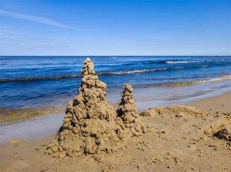 Built House Sand Castle With Towers On The South Shore Of The Sandy