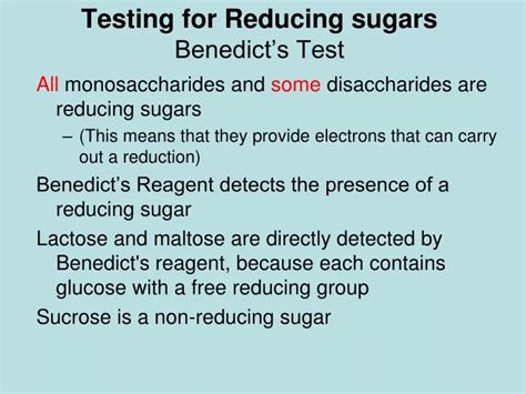 Ppt Testing For Reducing Sugars Benedicts Test Powerpoint