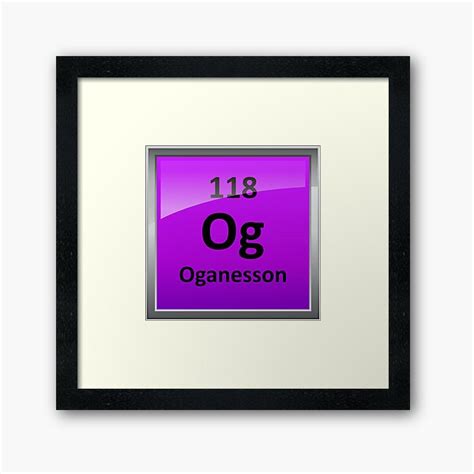 Oganesson Element 118 Periodic Table Symbol Framed Art Print By