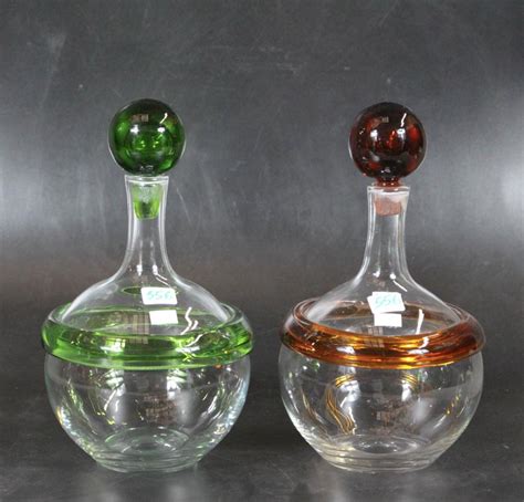 Lot Joel Philip Myers Two Blenko Art Glass Decanters