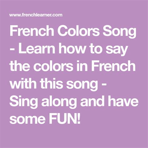 French Colors Song Learn How To Say The Colors In French With This