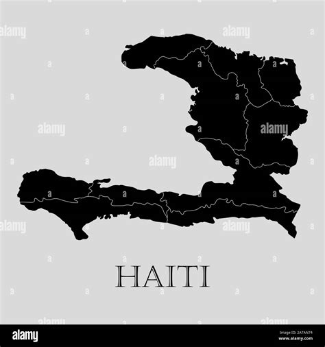 Black Haiti Map On Light Grey Background Black Haiti Map Vector