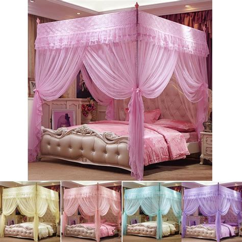 Turn any bed into a cosy canopy bed using curtains and ceiling rails. 4 Corner Post Bed Curtain Canopy Mosquito Netting Or Bed ...